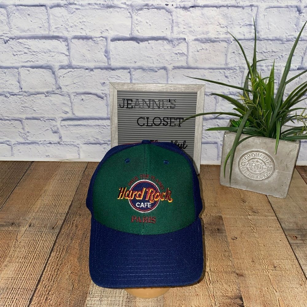 Vintage Hard Rock Cafe Snapback Hat paris Colorblock Embroidered Wool blend